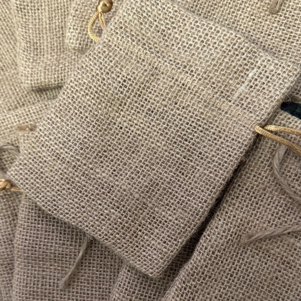 Set of Burlap Gift Bags with Drawstring